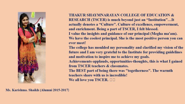 Ms. Karishma. Shaikh (Alumni 2015-2017